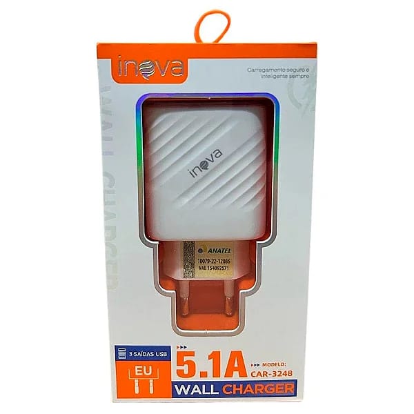 (car-3248) Carregador 3 Saidas Usb 5,1a